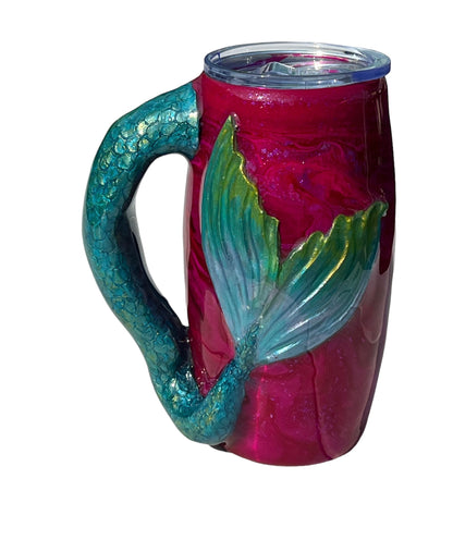 Hand Sculpted Mermaid Tail 25 oz Stainless Tumbler