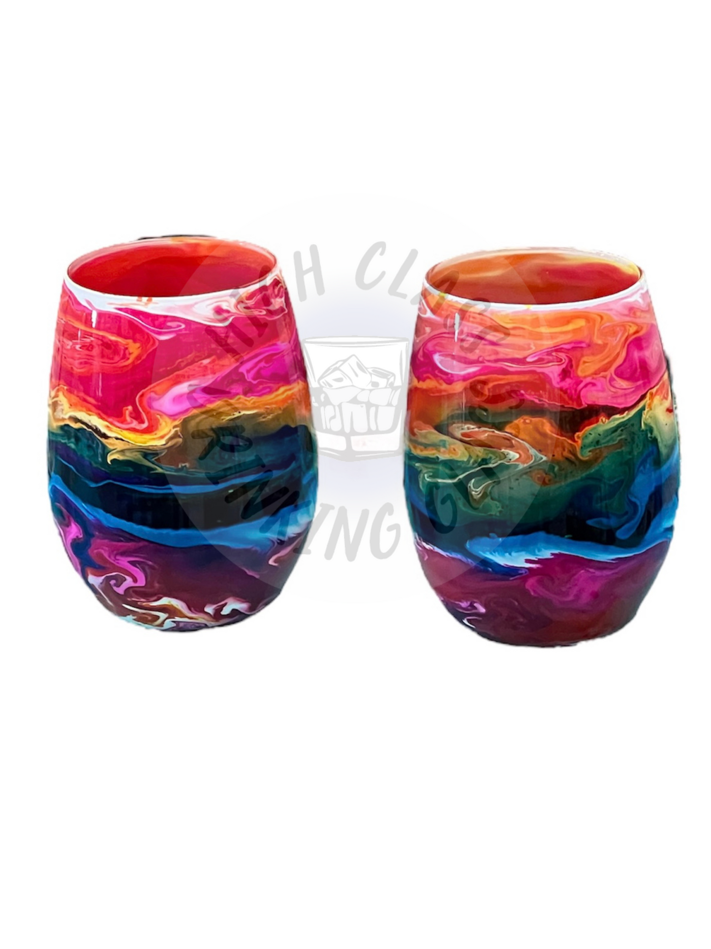 CUSTOM Glass Stemless Wine Glasses