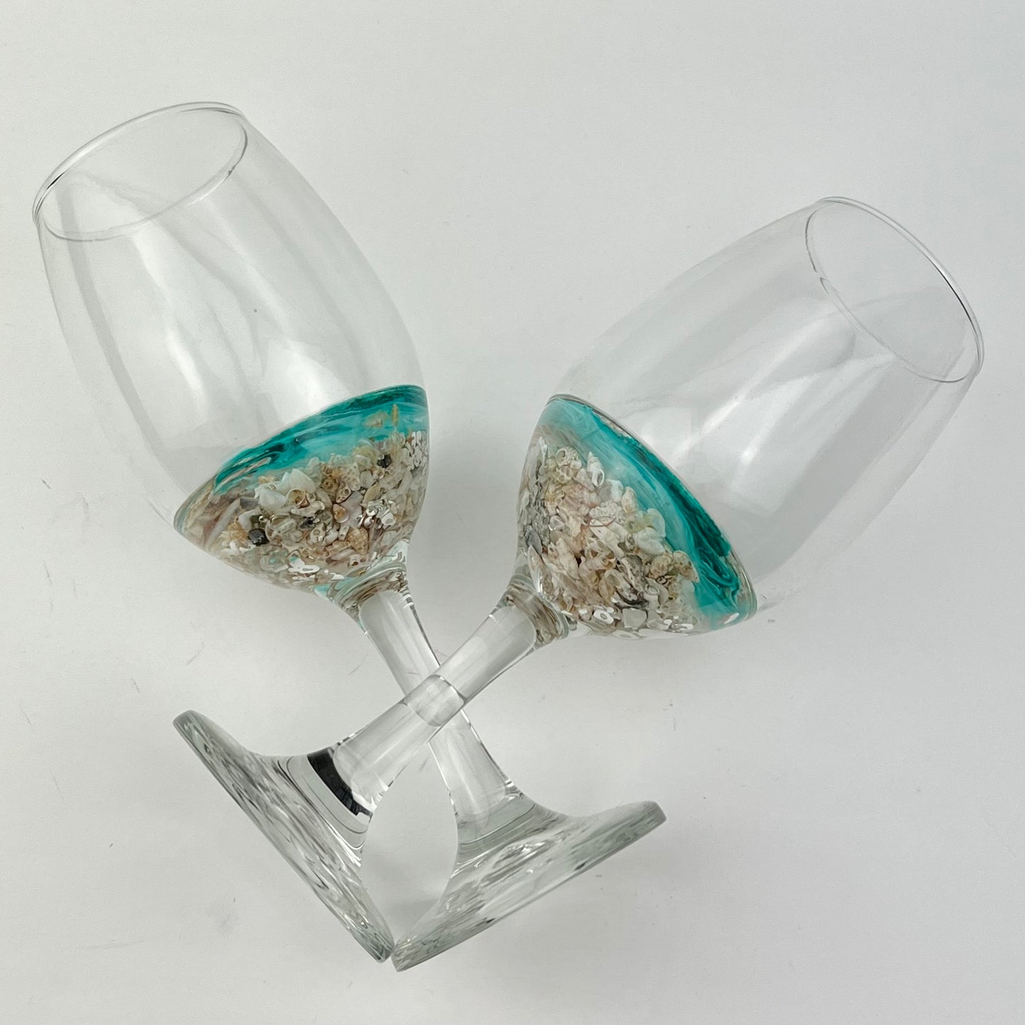 20 0z Ocean Scape Stemmed Wine Glasses