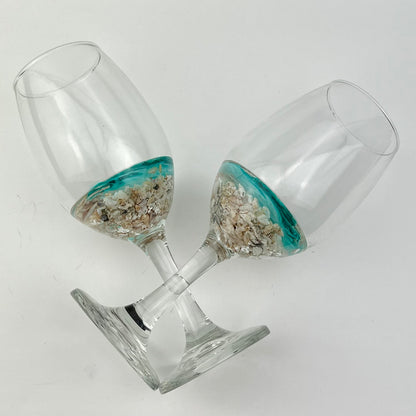 20 0z Ocean Scape Stemmed Wine Glasses